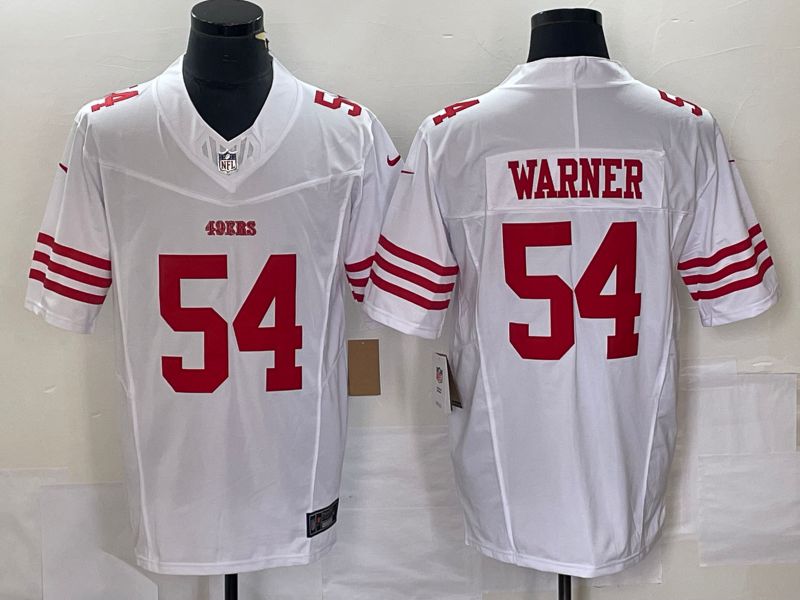 Men San Francisco 49ers #54 Warner White 2023 Nike Vapor Limited NFL Jersey style 2